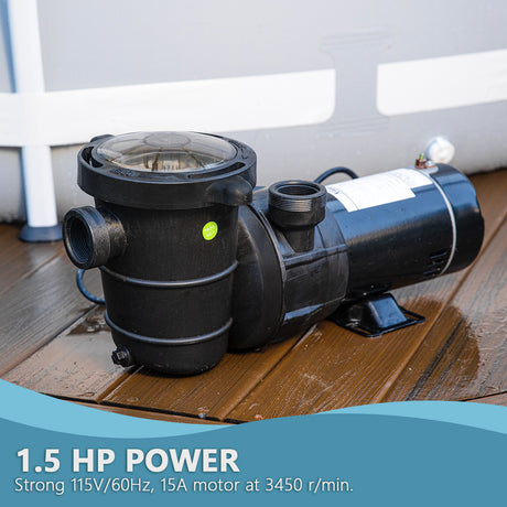 XtremepowerUS 1.5HP Above Ground Swimming Pool Pump Spa High Flow 1.5" Fitting