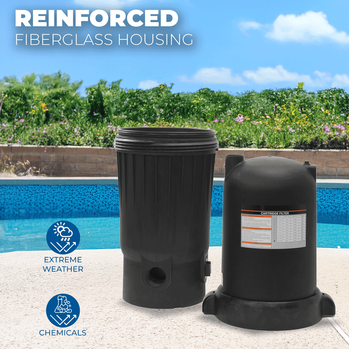 XtremepowerUS 200 sq. ft. In-Ground Easy Clean Pool Cartridge Filter with Tank