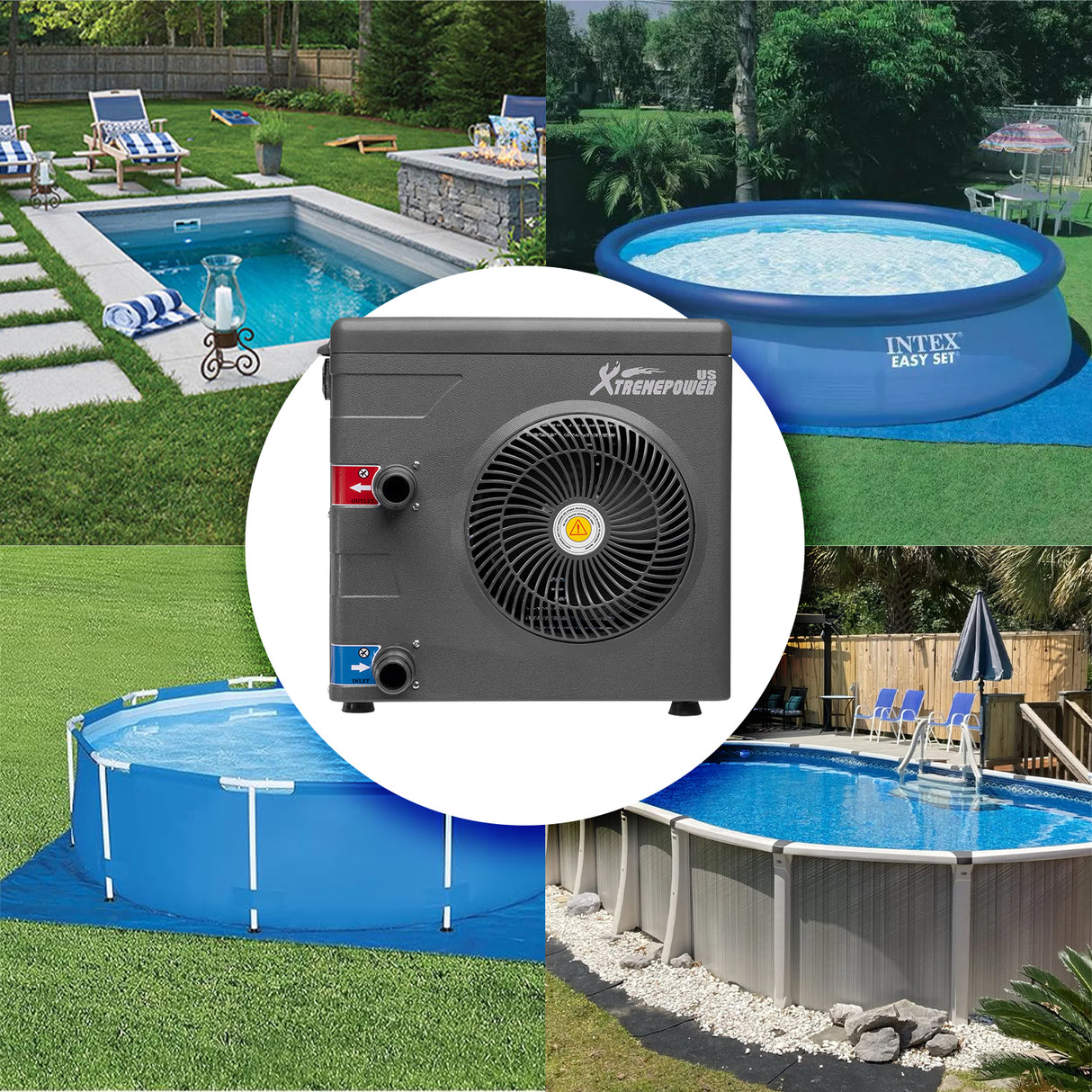 XtremepowerUS Pool Heater for Above Ground Pools, Pool Heat Pump, 115V/60Hz