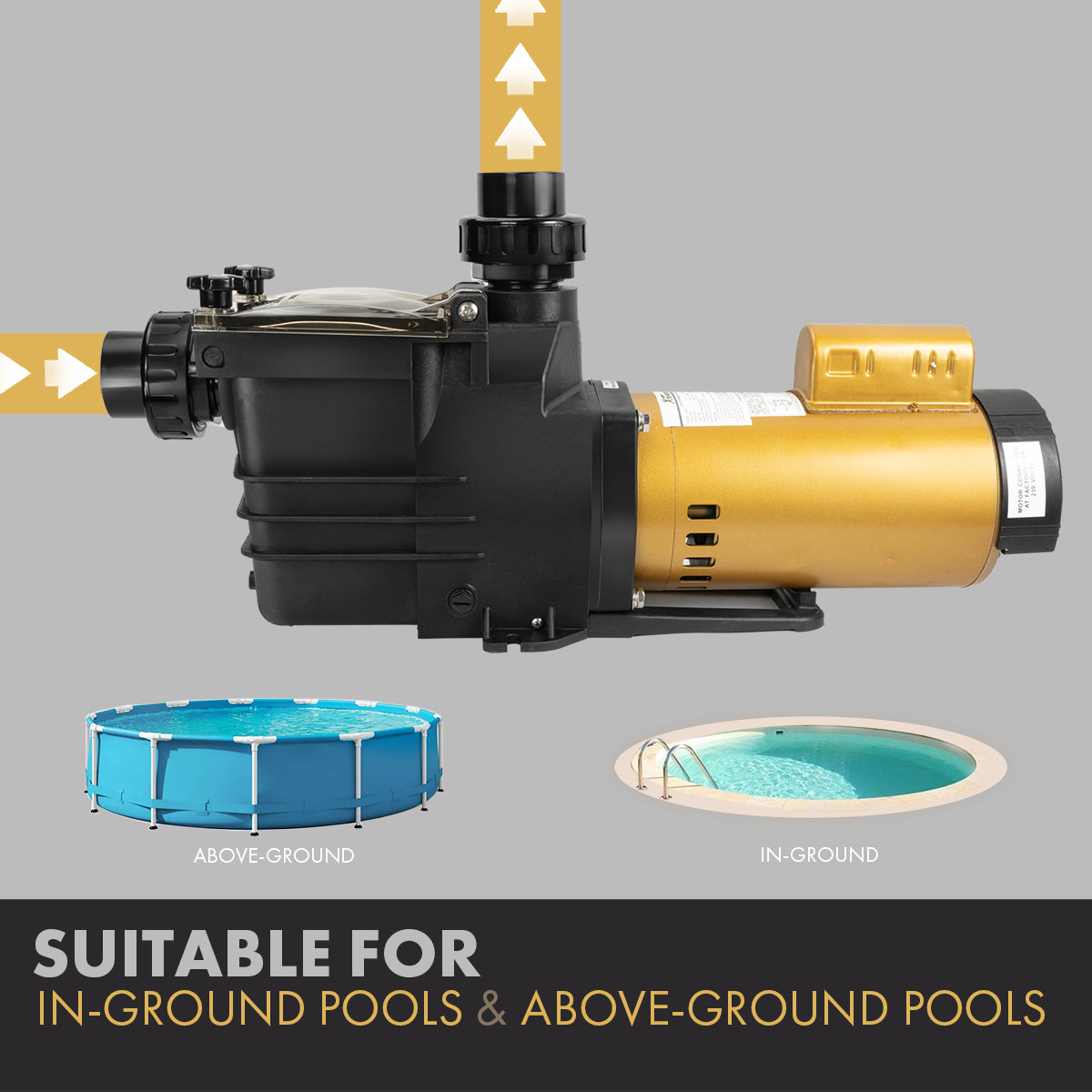 XtremepowerUS Swimming Pool Pump 1.0HP With Strainer Filter Pump In/Above Ground