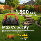 ATV UTV Trailer Tow Behind Dump Cart, 1500lbs Garden Pull Trailer  Mower Tractor