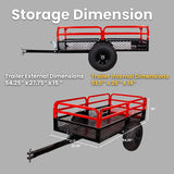 ATV UTV Trailer Tow Behind Dump Cart, 1500lbs Garden Pull Trailer  Mower Tractor