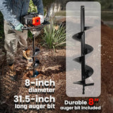 XtremePowerUS 52CC 2-Stroke Gas Powered Earth Auger, Post Hole Digger with 8" Bit
