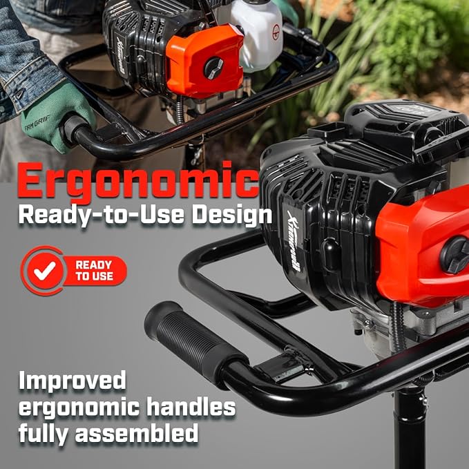 XtremePowerUS 52CC 2-Stroke Gas Powered Earth Auger, Post Hole Digger with 8" Bit