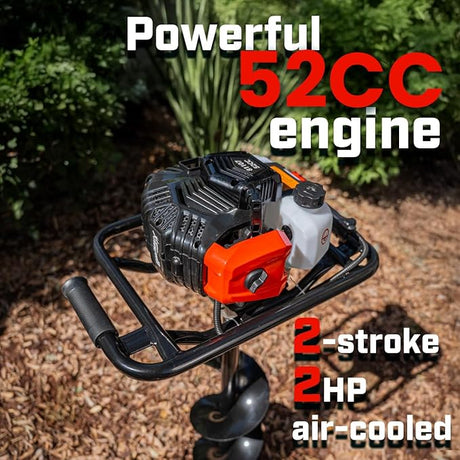 XtremePowerUS 52CC 2-Stroke Gas Powered Earth Auger, Post Hole Digger with 8" Bit