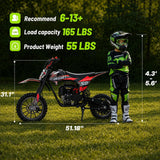 MOSTA Kids Dirt Bike, 4-Stroke Gas Power Mini Dirt Bike with Shock Absorption and Disc Brake