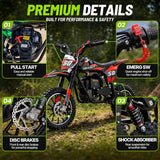 MOSTA Kids Dirt Bike, 4-Stroke Gas Power Mini Dirt Bike with Shock Absorption and Disc Brake