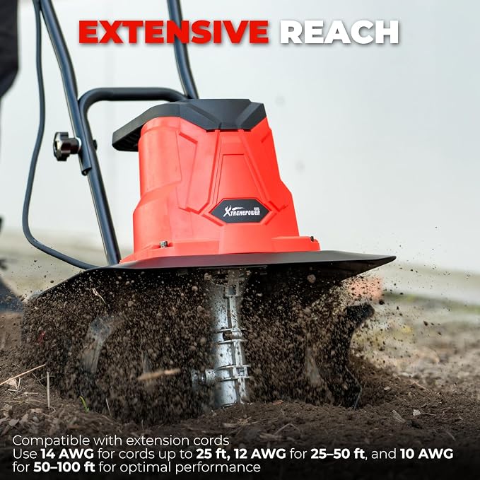 XtremepowerUS 13.5 Amp 370 RPM Electric Garden Tiller 16-Inch Corded Cultivator