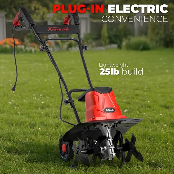 XtremepowerUS 13.5 Amp 370 RPM Electric Garden Tiller 16-Inch Corded Cultivator