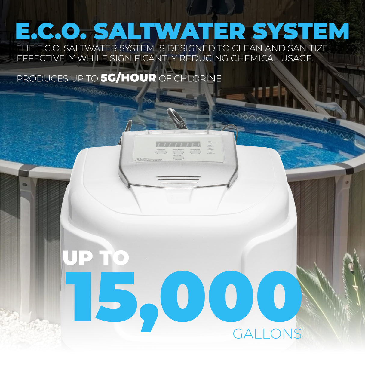 XtremepowerUS Saltwater Pool Chlorine System 15,000 Above Ground Pools w/ E.C.O