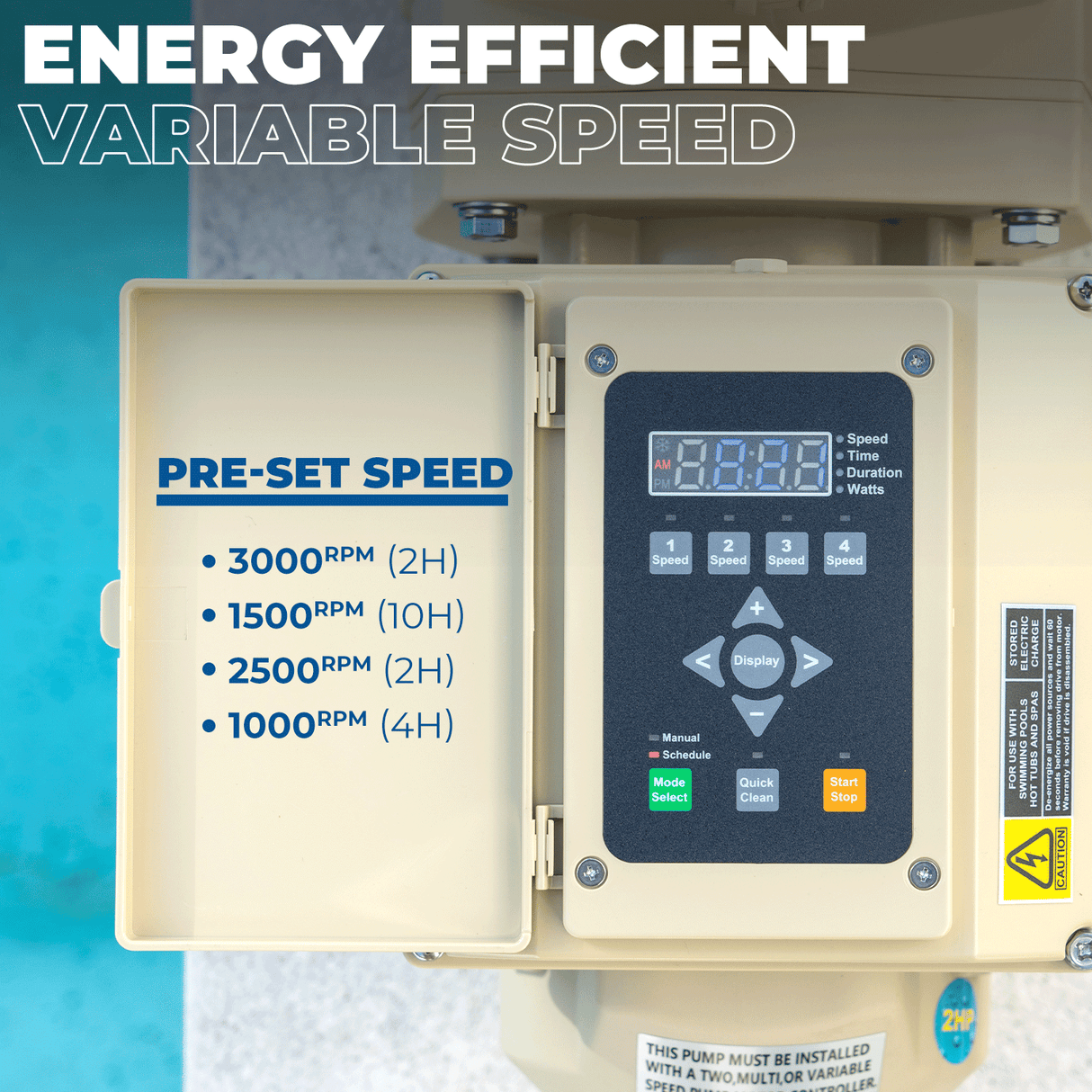 XtremepowerUS 1.5HP Swimming Pool Pump Programmable Variable Speed InGround Pool 1.5 / 2" In ground Pool Pump