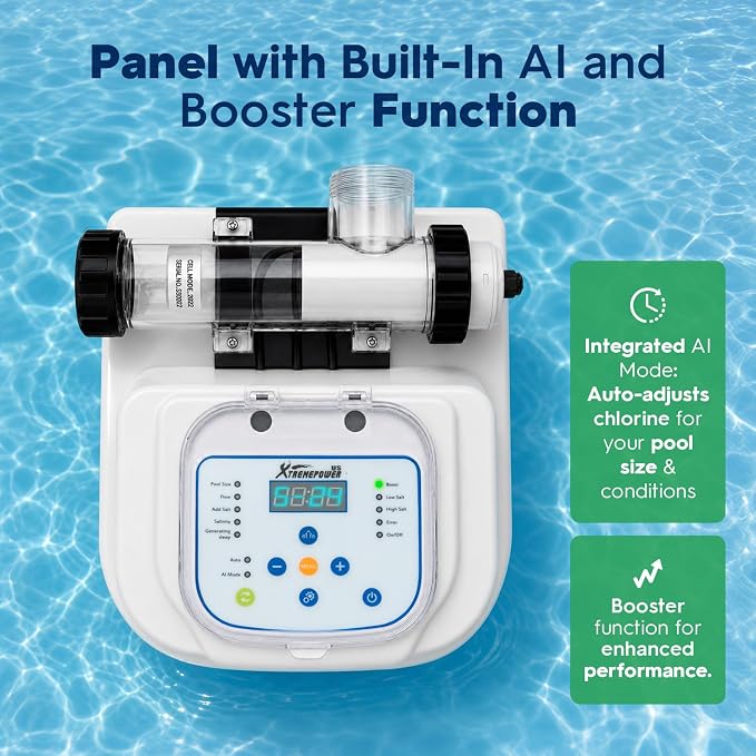 XtremepowerUS Salt Water Pool Chlorinator, Above Ground Salt Chlorine Generator System, Self-Cleaning
