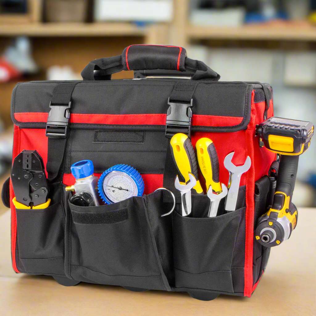 XtremepowerUS Rolling Tool Bag 18" With Wheels Portable Storage Organizer