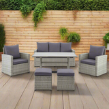 Barton 6-Pieces Outdoor Patio Dining Furniture with Table Cushion Wicker Rattan