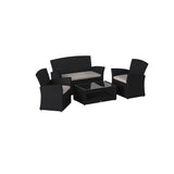 Barton Patio Furniture Set 4 Pcs Outdoor Wicker Sofas Rattan Chair Wicker