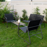 Barton 4 Pieces Outdoor Patio Furniture Lounger Chair Set w/ Glass Table, Black