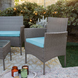 Barton 4 Piece Outdoor Patio Set Sofa Wicker Chair w/ Table Set Cushion Seat