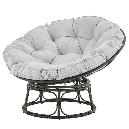 Barton Moon Gray Papasan Chair w/ Fabric Cushion Durable Home Living Room
