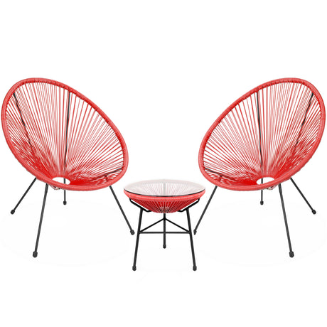 Barton 3 PCS Rattan Patio Bistro Set Outdoor Acapulco Chair Set All-Weather