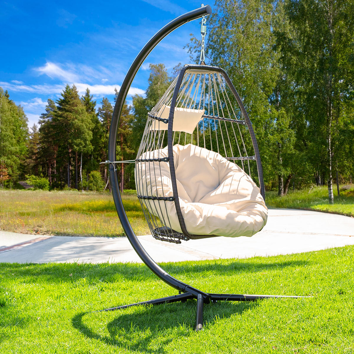 Barton Premium Outdoor Hanging Chair Swing Chair Patio Egg Chair Large Cushion