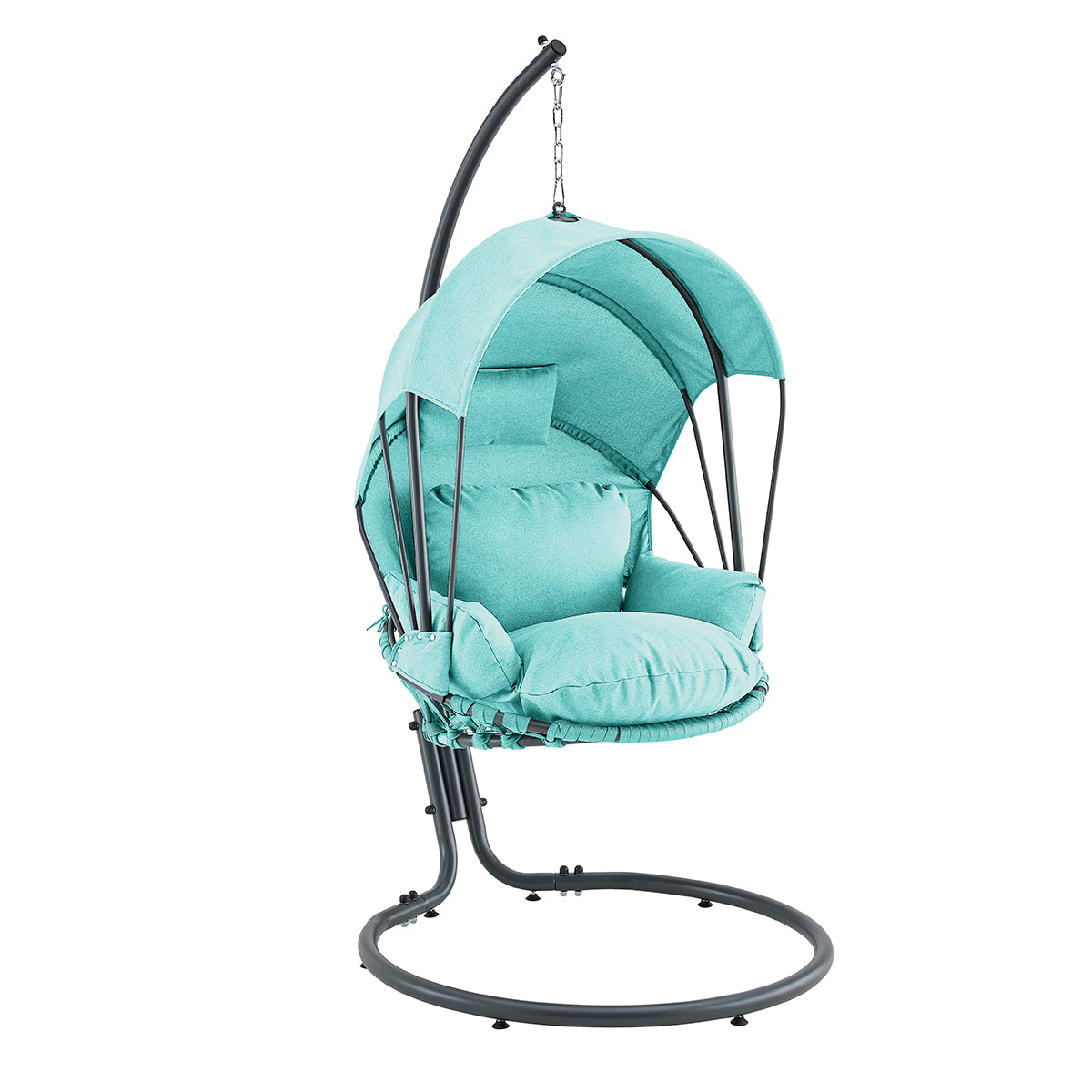 Barton Outdoor Hanging Chair Lounge Seat Chair UV-Resistant Canopy Shade, Aqua