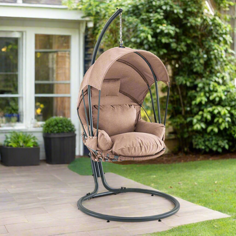 Barton Deluxe Hanging Chair w/Canopy Sun Shade Deep Cushion Lounge