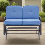 Barton Outdoor 2-Person Glider Bench Patio Rocking Loveseat Cushioned Seat, Blue