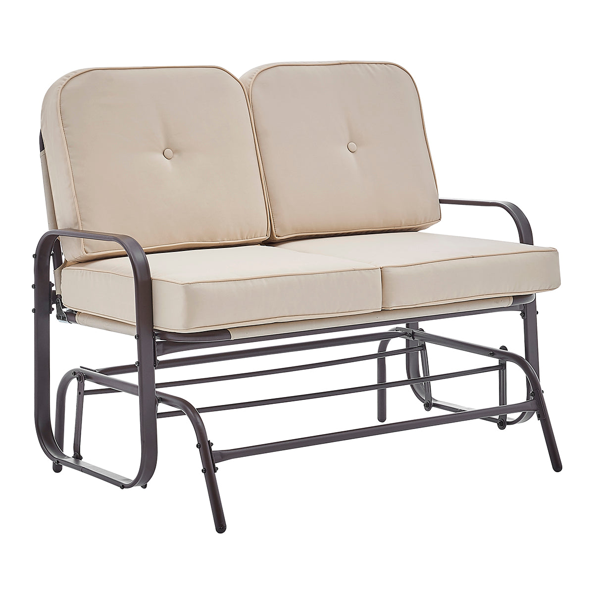 Barton Outdoor 2 Person Rocking Patio Glider Bench Swing Loveseat Seating, Beige