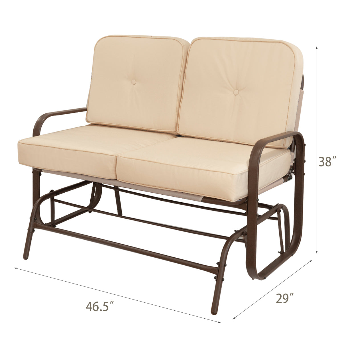 Barton Outdoor 2 Person Rocking Patio Glider Bench Swing Loveseat Seating, Beige