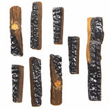 Barton 10-Pieces Ceramic Log Set Wood Style With Stackable Gas Heat Resistant