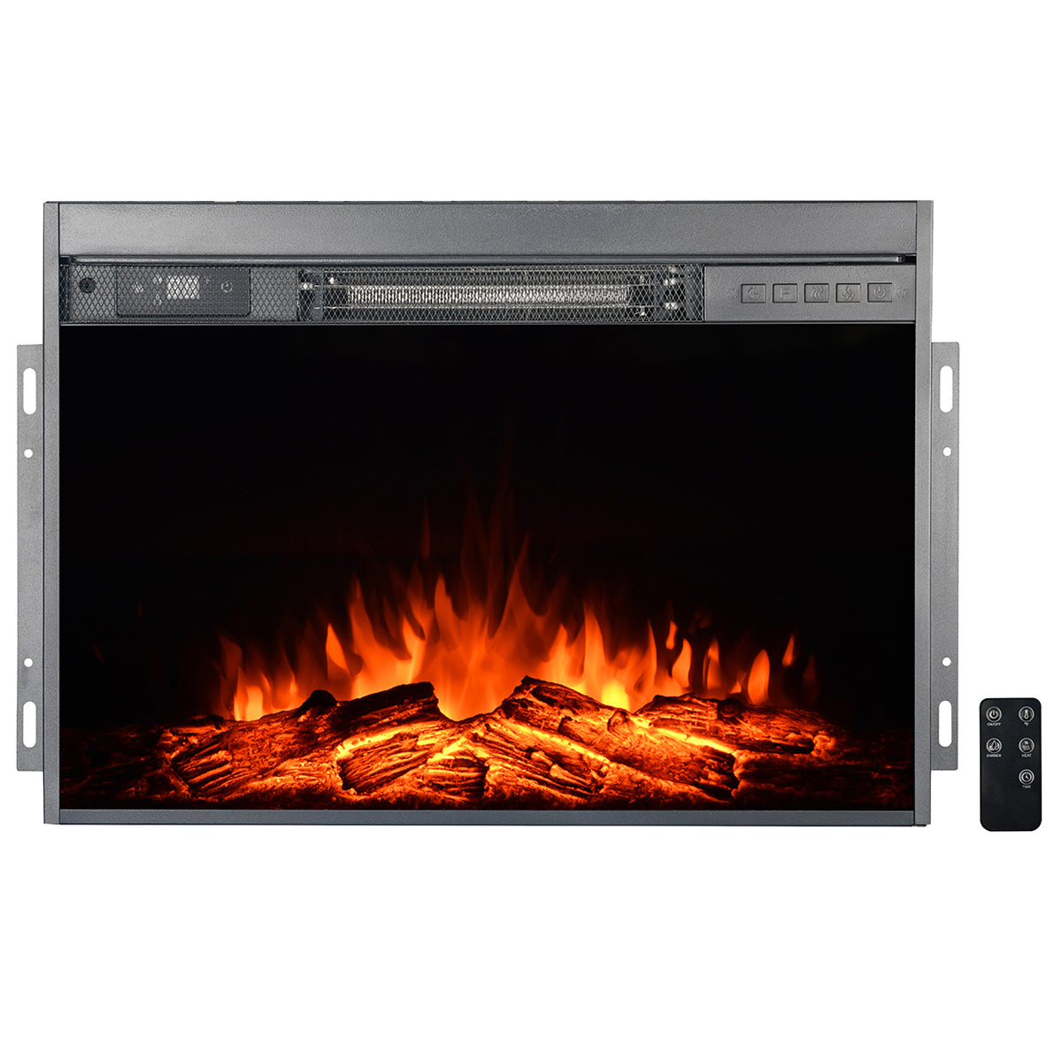 Barton 1500W Black Electric Firebox Fireplace Heater Insert Glass Panel