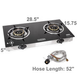 XtremepowerUS 30,000 BTU Dual Burner Stove With Auto Ignition Glass Top Stove