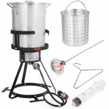 Barton 6-Pieces 30QT Deluxe Turkey Deep Fryer Aluminum 37,000 BTU Boiler Roaster