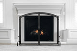 Barton 39 x 33" Fireplace Screen with Magnetic Doors Wrought Iron Mesh 1-Panel