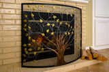 Barton 39" x 33" Fireplace Screen Spark Guard Iron 1 Panel Tree of Life Curved