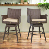 Barton 2 Pieces Swivel Bar Stool w/ Foot Rest Weather Resistant Fabric Cushion