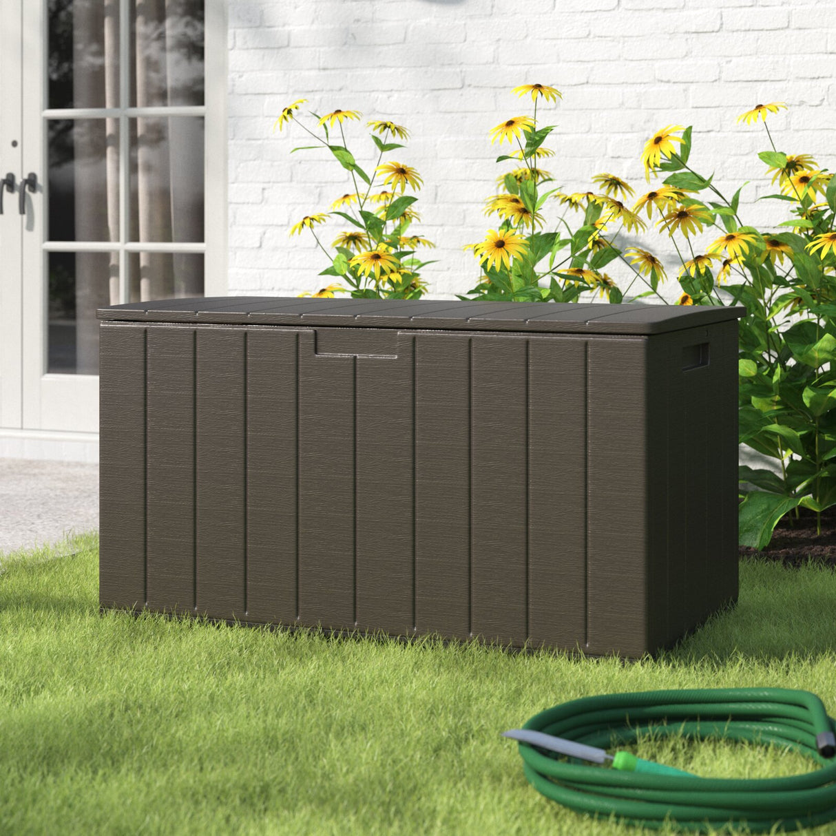 Barton Deck Box 130 Gallon Outdoor Patio Storage Bench Shed Cabinet Container