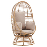 Barton Oversized Egg Style Wicker Chair w/Canopy & 4 Cushions Swivel Outdoor