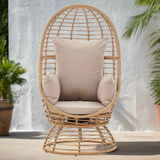 Barton Oversized Egg Style Wicker Chair w/Canopy & 4 Cushions Swivel Outdoor