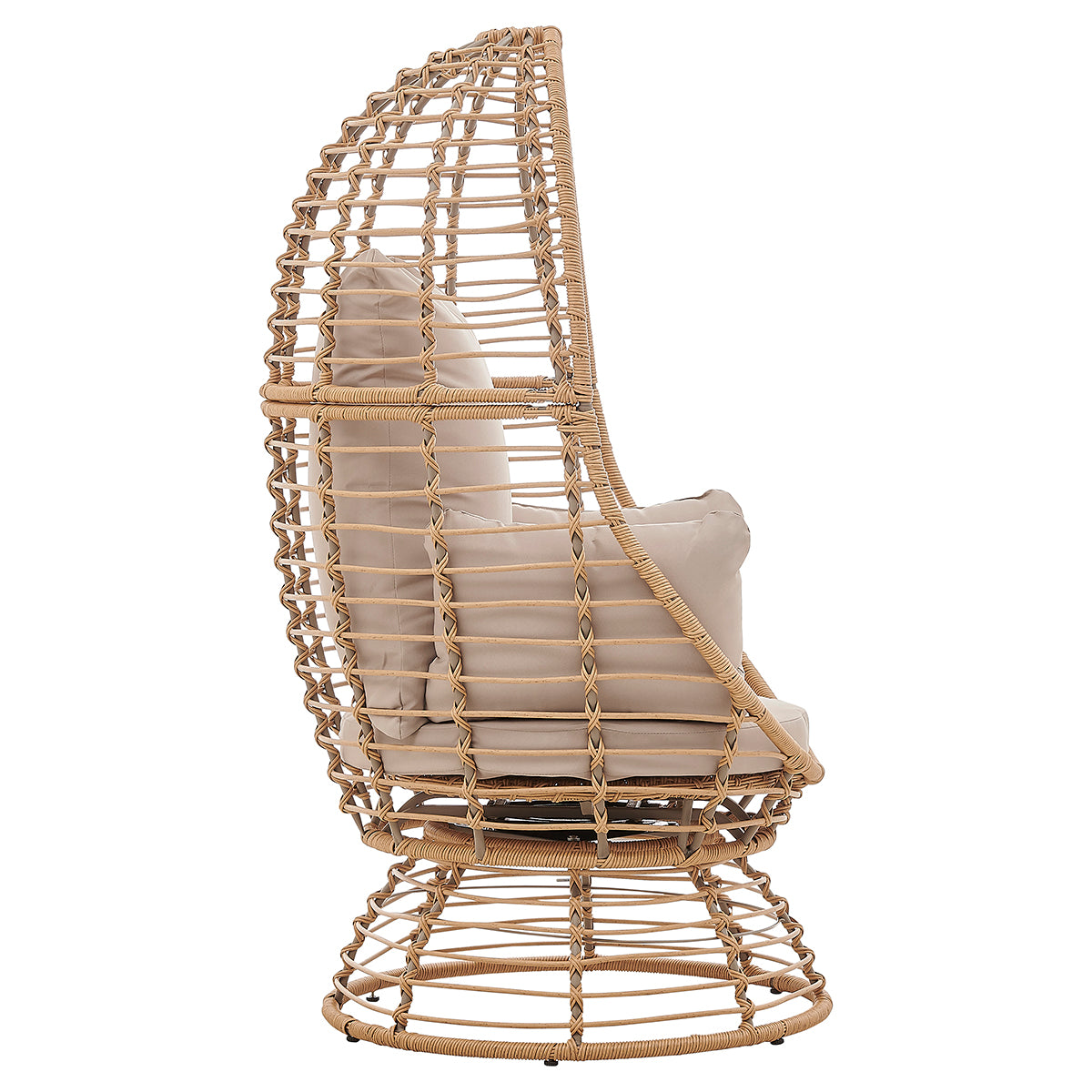 Barton Oversized Egg Style Wicker Chair w/Canopy & 4 Cushions Swivel Outdoor