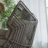 Barton Wicker Basket Chair Oversized Egg Chair Ottoman Patio, Grey