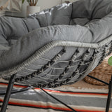 Barton Outdoor Rocking Chair, Patio Wicker Egg Chair, Comfy Oversized, Grey