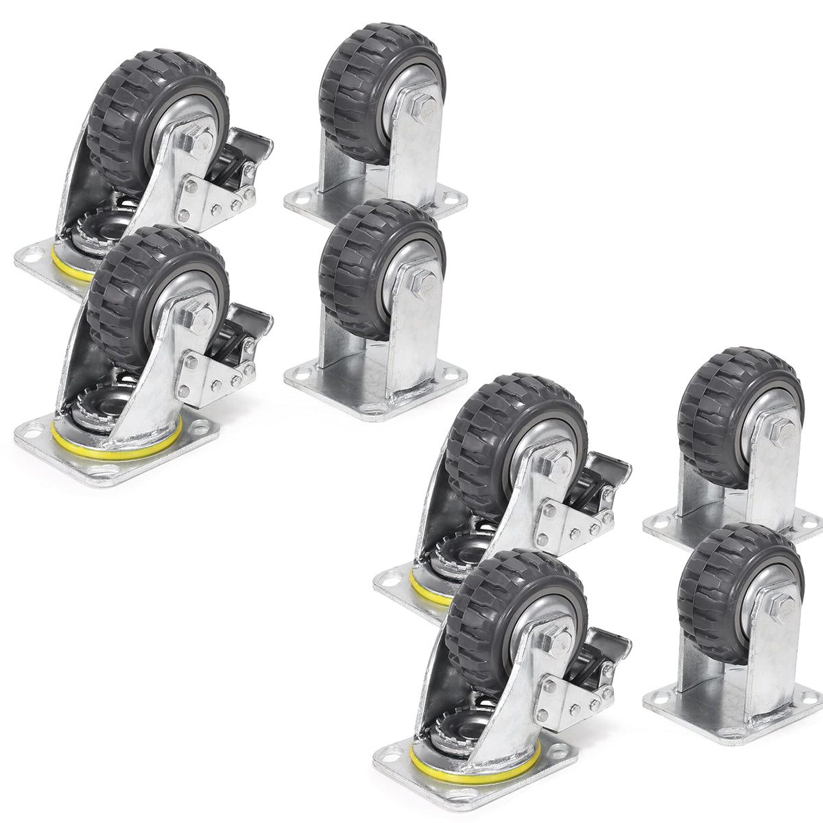 XtremepowerUS 8-Pack 4inches Caster Wheels Locking Casters with Brake Swivel