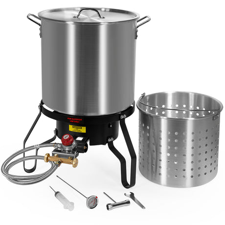 Barton Outdoor 64 Quart Fly Boil Deep Fryer 100,000 BTU Propane Stove Burner Set