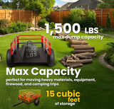 ATV UTV Trailer Tow Behind Dump Cart, 1500lbs Garden Pull Trailer Mower Tractor