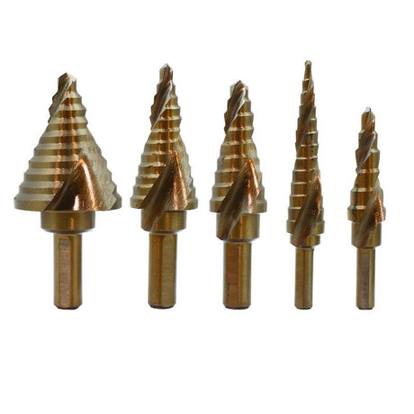 Stark Usa 31014 Industrial 5Pc Cobalt Uni Step Bits Spiral Flutedrill Bit Set