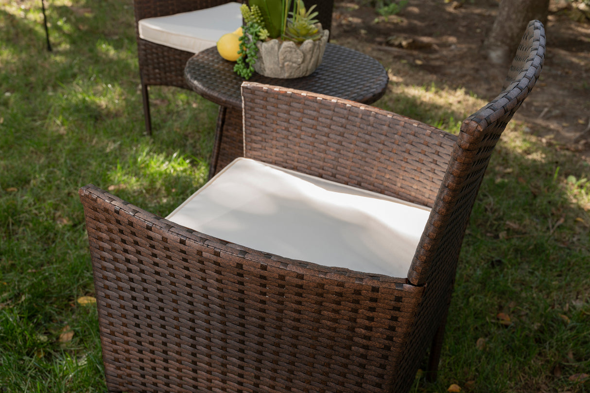 Barton 3PCS Outdoor Wicker Chair Set Rattan Patio Furniture Seat Cushions