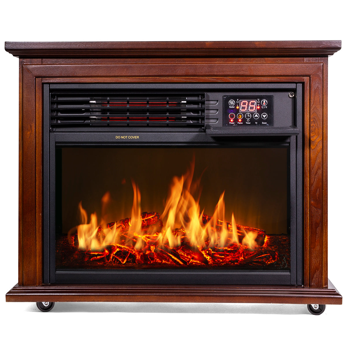 XtremepowerUS 1500W Electric Fireplace Heater Logs Flame Caster Timer & Remote