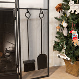 Barton 3 Panel Wrought Iron Fireplace Screen Fire Spark Guard Hinged Doors W/ 4