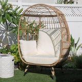 Barton Oversized Egg Style Wicker Chair w/Canopy & 4 Cushions Stationary